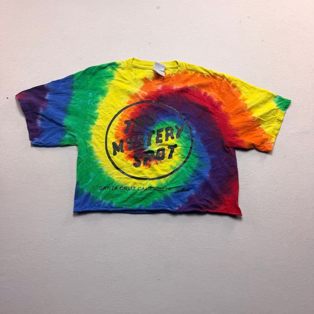 Port & Company The Mystery Spot T-Shirt Women Small Rainbow Excellent Crop Top